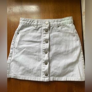 White Denim Burton up Skirt